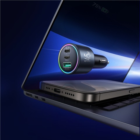 
USB-A USB-C automobilinis įkroviklis su 145 W laidu – tamsiai pilkas
