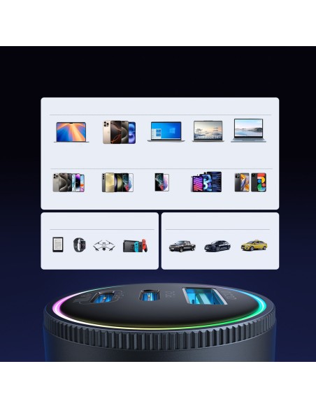 
USB-A USB-C automobilinis įkroviklis su 145 W laidu – tamsiai pilkas
