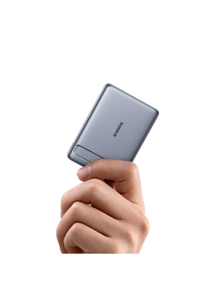 
Itin plonas 5000 mAh talpos išorinis akumuliatorius su stovu ir „PicoGo AM31 Qi2 MagSafe 20W“ laidu – pilkas
