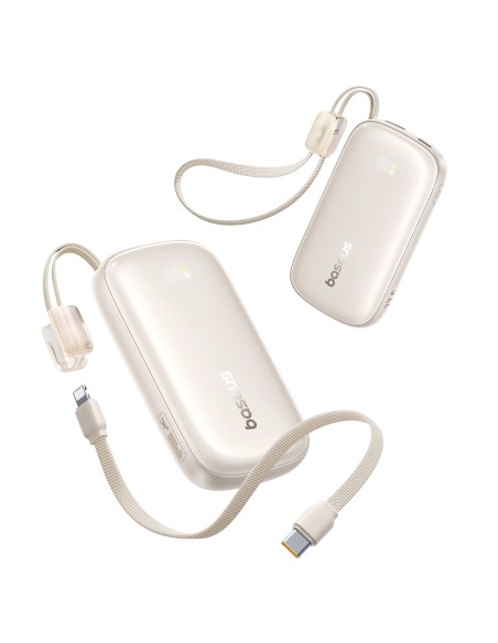 
„EnerFill FC21 Qpow 3 Ultra“ 10000 mAh 22,5 W išorinė baterija su laido dirželiu - smėlio spalvos
