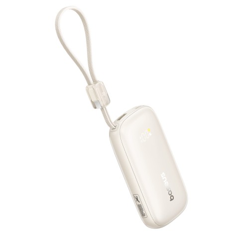 
„EnerFill FC21 Qpow 3 Ultra“ 10000 mAh 22,5 W išorinė baterija su laido dirželiu - smėlio spalvos

