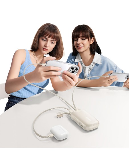 
„EnerFill FC21 Qpow 3 Ultra“ 10000 mAh 22,5 W išorinė baterija su laido dirželiu - smėlio spalvos
