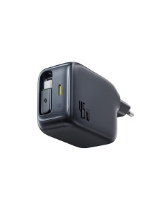 
„EnerCore CJ11“ 45 W USB-C sieninis įkroviklis su ištraukiamu USB-C laidu – juodas
