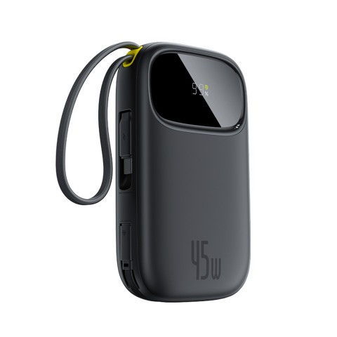 
„EnerFill FC31“ 10000mAh 45W išorinė baterija su USB-C „iPhone“ „Lightning“ laidu – juoda
