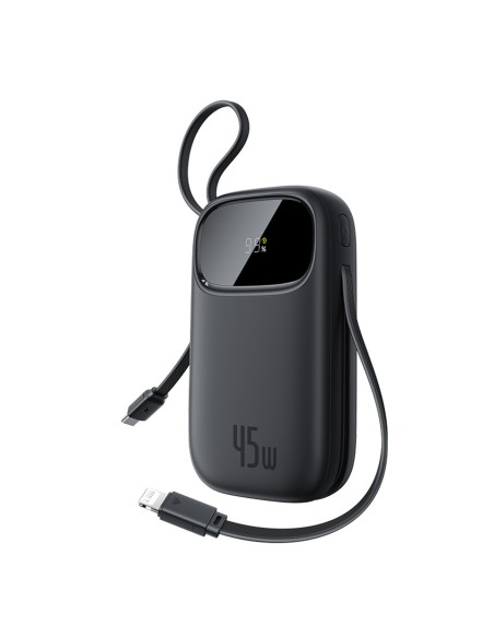 
„EnerFill FC31“ 10000mAh 45W išorinė baterija su USB-C „iPhone“ „Lightning“ laidu – juoda
