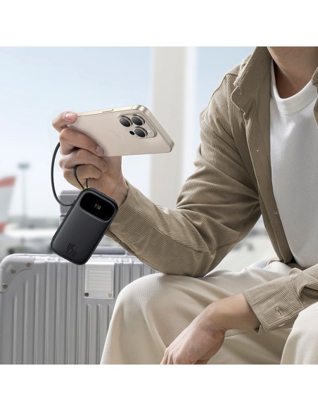 
„EnerFill FC31“ 10000mAh 45W išorinė baterija su USB-C „iPhone“ „Lightning“ laidu – juoda
