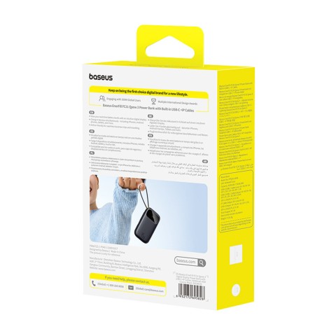 
„EnerFill FC31“ 10000mAh 45W išorinė baterija su USB-C „iPhone“ „Lightning“ laidu – juoda
