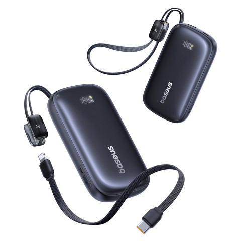 
„EnerFill FC21 Qpow 3 Ultra“ 10000mAh 45W išorinė baterija su laido dirželiu - juoda
