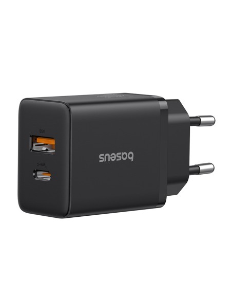 
„Cube Pro“ 30 W USB-C ir USB-A sieninis įkroviklis – juodas
