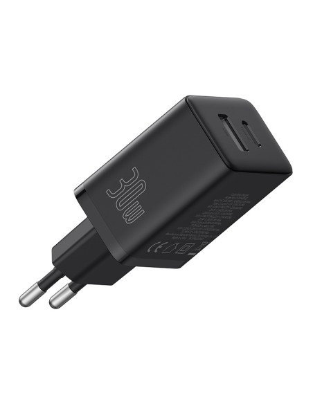 
„Cube Pro“ 30 W USB-C ir USB-A sieninis įkroviklis – juodas
