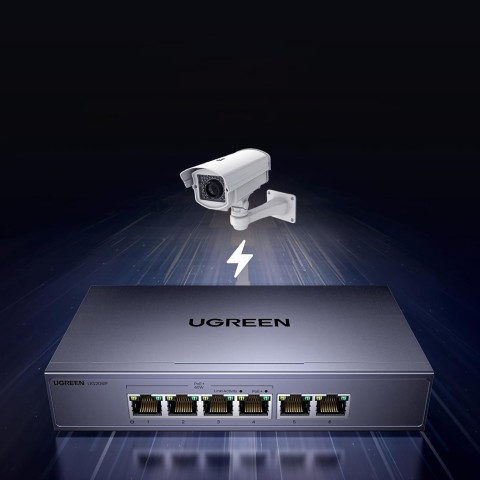
6 prievadų 1 Gb/ s Ethernet tinklo komutatorius su PoE – pilkas
