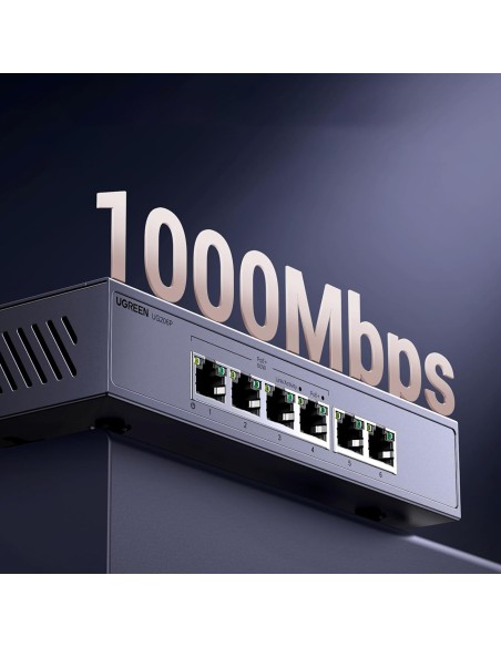 
6 prievadų 1 Gb/ s Ethernet tinklo komutatorius su PoE – pilkas
