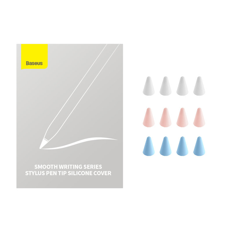 Silikoniniai rašiklio antgaliai balta mėlyna rožinė vidutinė 12vnt.