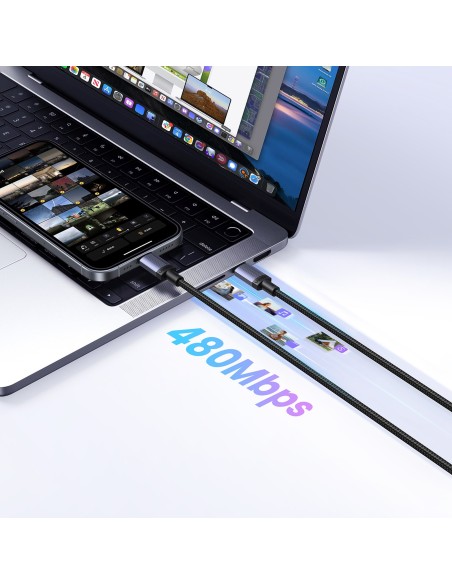 
USB-C PD 240W 1m kabelis – juodas
