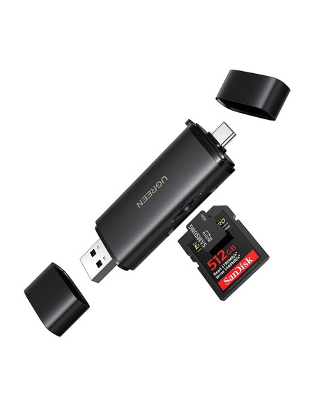 
2 viename SD microSD USB-C USB-A UHS-II atminties kortelių skaitytuvas – juodas
