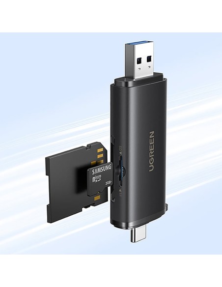 
2 viename SD microSD USB-C USB-A UHS-II atminties kortelių skaitytuvas – juodas
