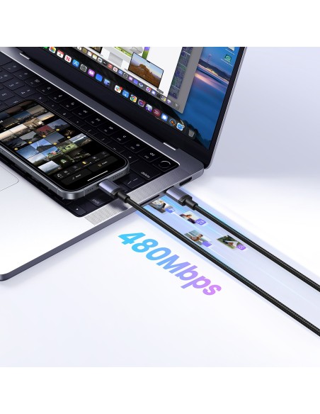 
USB-C PD laidas greitam įkrovimui 100 W 0,5 m - juodas
