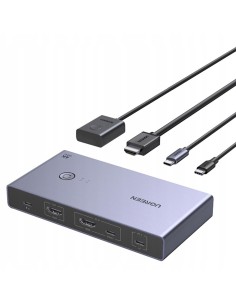 
2 kompiuterių ir 1 monitoriaus KVM jungiklis USB-C HDMI 4K 60Hz – pilkas
