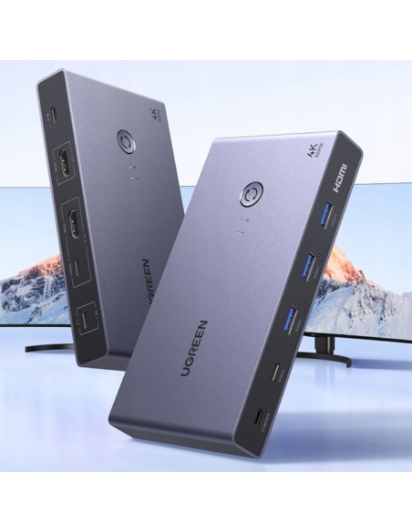 
2 kompiuterių ir 1 monitoriaus KVM jungiklis USB-C HDMI 4K 60Hz – pilkas
