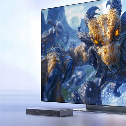 
2 kompiuterių ir 1 monitoriaus KVM jungiklis USB-C HDMI 4K 60Hz – pilkas
