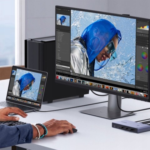
2 kompiuterių ir 1 monitoriaus KVM jungiklis USB-C HDMI 4K 60Hz – pilkas
