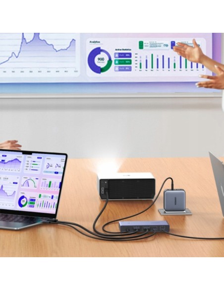 
2 kompiuterių ir 1 monitoriaus KVM jungiklis USB-C HDMI 4K 60Hz – pilkas
