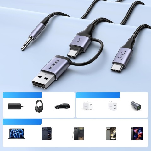 
Garso adapteris su įkrovimo funkcija 2 viename USB-C - USB-A/ C mini lizdas - juodas

