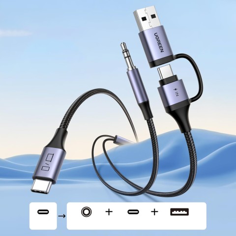 
Garso adapteris su įkrovimo funkcija 2 viename USB-C - USB-A/ C mini lizdas - juodas
