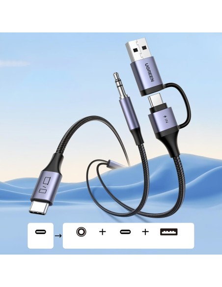 
Garso adapteris su įkrovimo funkcija 2 viename USB-C - USB-A/ C mini lizdas - juodas
