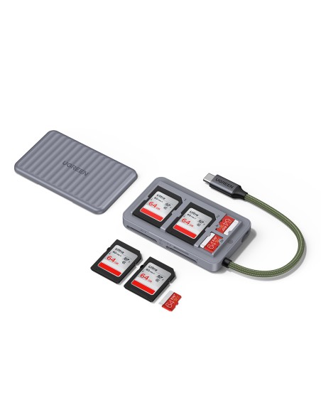 
SD microSD USB-C atminties kortelių skaitytuvas – pilkas
