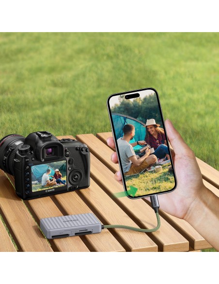 
SD microSD USB-C atminties kortelių skaitytuvas – pilkas
