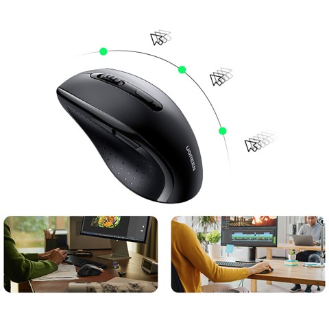 
Belaidė ergonomiška optinė pelė, 5 mygtukai, 1600 DPI - juoda
