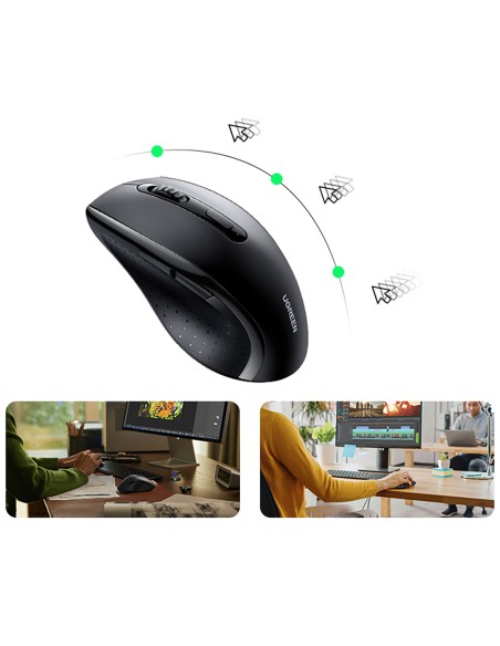 
Belaidė ergonomiška optinė pelė, 5 mygtukai, 1600 DPI - juoda
