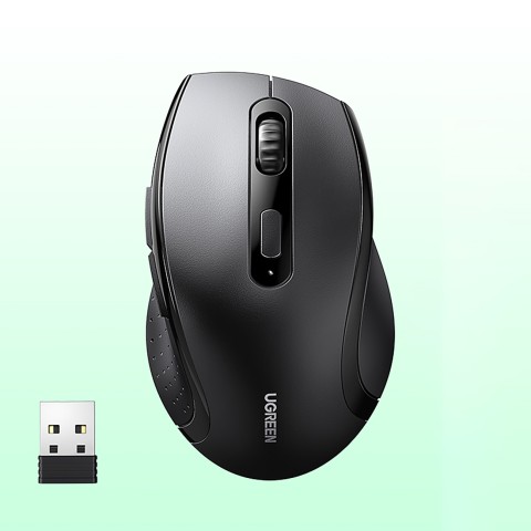 
Belaidė ergonomiška optinė pelė, 5 mygtukai, 1600 DPI - juoda
