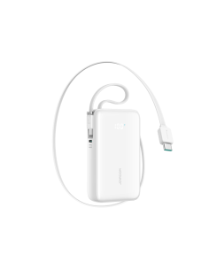 
JR-PR2 10000mAh 35W išorinė baterija su ištraukiamu USB-C laidu ir iPhone Lightning laidu – balta
