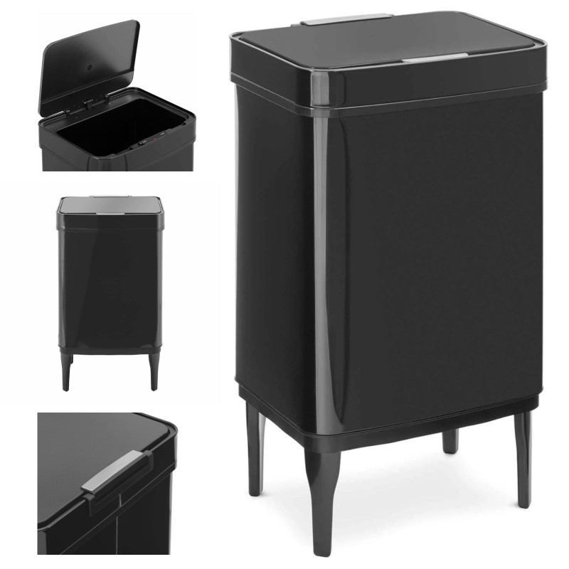 Automatinė šiukšlių dėžė ant kojų 45 l - juoda Automatinė šiukšlių dėžė ant kojų 45 l - juoda