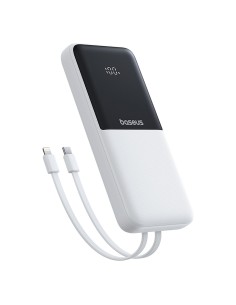 
„Lipow“ 10000mAh 22,5W išorinė baterija su integruotu USB-C „iPhone“ „Lightning“ laidu – balta
