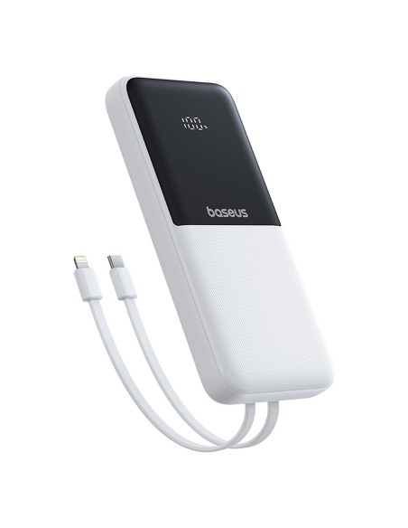 
„Lipow“ 10000mAh 22,5W išorinė baterija su integruotu USB-C „iPhone“ „Lightning“ laidu – balta
