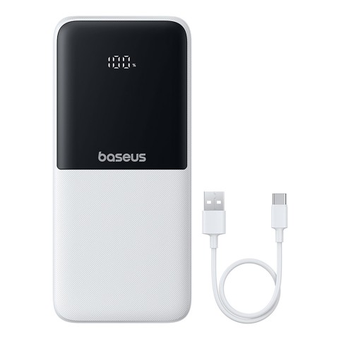 
„Lipow“ 10000mAh 22,5W išorinė baterija su integruotu USB-C „iPhone“ „Lightning“ laidu – balta

