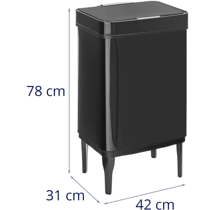 Automatinė šiukšlių dėžė ant kojų 45 l - juoda