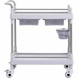 Kosmetikos procedūrų laboratorinis vežimėlis su 2 lentynomis ir 2 stalčiais 83 x 72 x 91 cm 40 kg