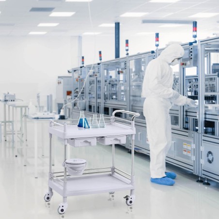 Kosmetikos procedūrų laboratorinis vežimėlis su 2 lentynomis ir 2 stalčiais 83 x 72 x 91 cm 40 kg Kosmetikos procedūrų laboratorinis vežimėlis su 2 lentynomis ir 2 stalčiais 83 x 72 x 91 cm 40 kg