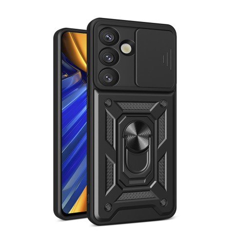 
Šarvuotas dėklas su kameros apsauginiu žiedu, skirtas „Samsung Galaxy S25 Hybrid Armor Camshield“ - juodas
