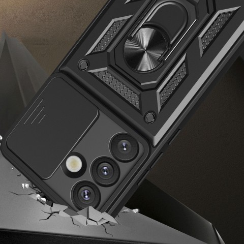 
Šarvuotas dėklas su kameros apsauginiu žiedu, skirtas „Samsung Galaxy S25 Hybrid Armor Camshield“ - juodas
