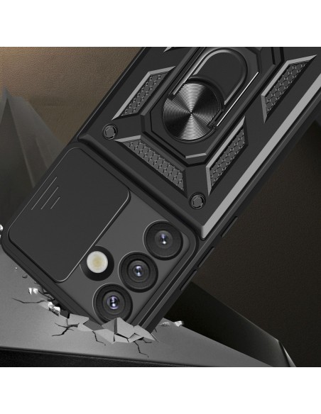 
Šarvuotas dėklas su kameros apsauginiu žiedu, skirtas „Samsung Galaxy S25 Hybrid Armor Camshield“ - juodas
