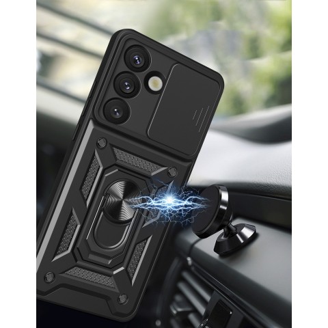 
Šarvuotas dėklas su kameros apsauginiu žiedu, skirtas „Samsung Galaxy S25 Hybrid Armor Camshield“ - juodas

