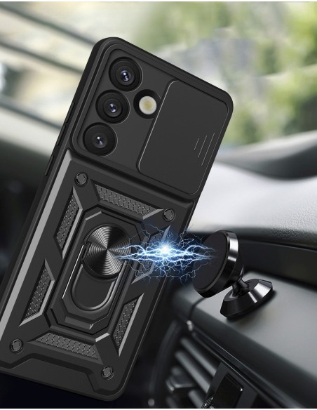 
Šarvuotas dėklas su kameros apsauginiu žiedu, skirtas „Samsung Galaxy S25 Hybrid Armor Camshield“ - juodas
