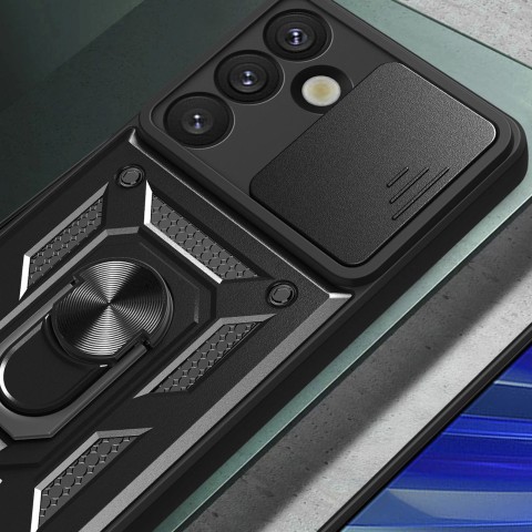 
Šarvuotas dėklas su kameros apsauginiu žiedu, skirtas „Samsung Galaxy S25 Hybrid Armor Camshield“ - juodas
