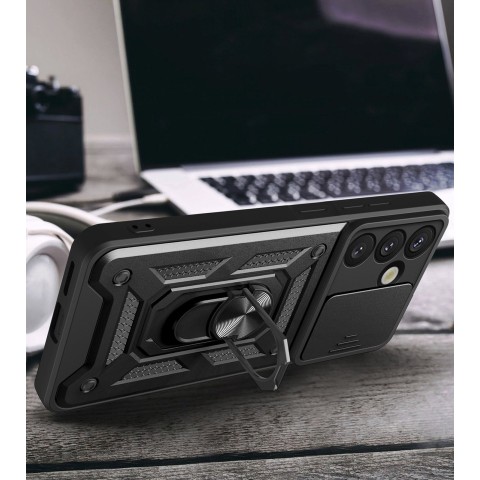 
Šarvuotas dėklas su kameros apsauginiu žiedu, skirtas „Samsung Galaxy S25 Hybrid Armor Camshield“ - juodas
