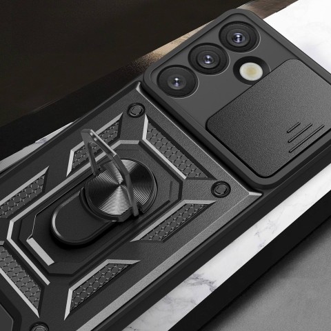 
Šarvuotas dėklas su kameros apsauginiu žiedu, skirtas „Samsung Galaxy S25 Hybrid Armor Camshield“ - juodas
